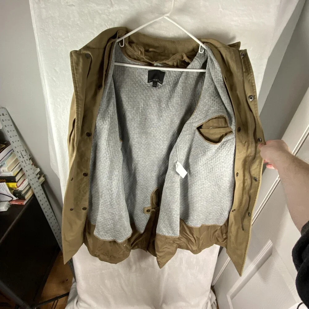 Banana Republic Coat Mens 2XL Beige Modern Mac Jac Lined Full Zip Rain Coat